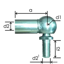 1023-GS part # 635, Angle ball joint ends A8 — end fitting dimension drawing