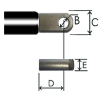 1028-RL part # 4618.5, Fixed eye end E28.0808: end fitting dimension drawing