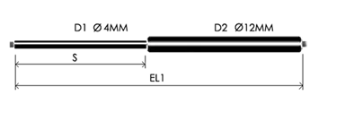 0412-GS part # 104, Threaded ends M4x0.70: assembled spring drawing