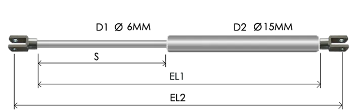 0615-STSL part # 222N, Clevis ends C6N: assembled spring drawing