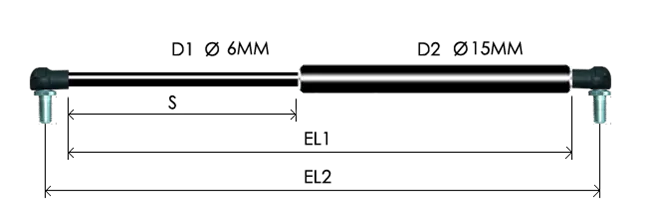 0615-GS part # 242.3, Nylon ball joint ends P15: assembled spring drawing