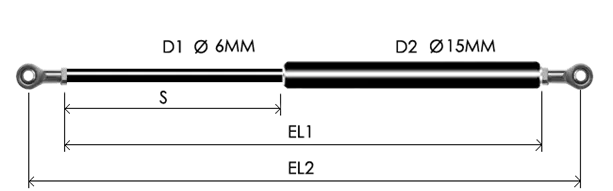 0615-GS part # 267, Rod end bearings RB6: assembled spring drawing