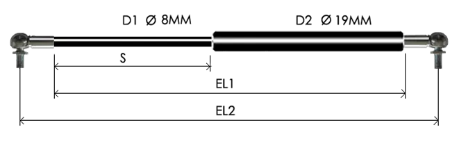0819-GS part # 435, Angle ball joint ends A8: assembled spring drawing