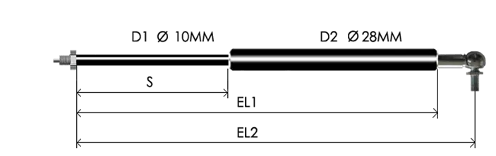 1028-RL part # 4638, Angle ball joint A10: assembled spring drawing
