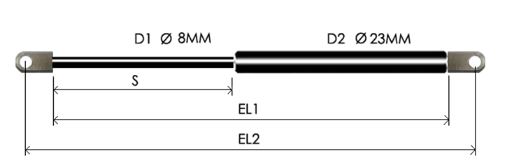 0823-GS part # 515, Eye ends E8: assembled spring drawing