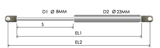 0823-STSL part # 515N, Eye ends E8N — assembled spring drawing