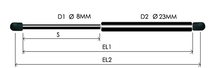 0823-GS part # 545, Nylon ball socket ends P8: assembled spring drawing