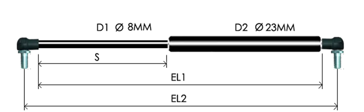 0823-GS part # 555.18, Metal ball joint ends B18: assembled spring drawing