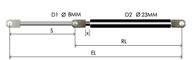 0823-GT part # 575.1, Eye ends E8: assembled spring drawing