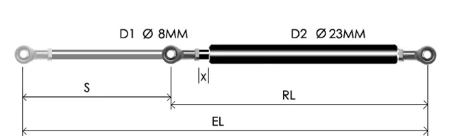0823-GT part # 575.12, Rod end bearing RB8: assembled spring drawing