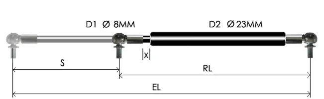 0823-GT part # 575.3, Angle ball joint ends A8: assembled spring drawing