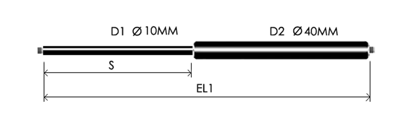 1040-GS part # 609, Threaded ends M10x1.50 — assembled spring drawing