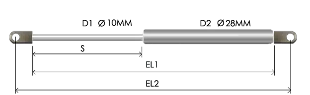 1028-STSL part # 618N, Eye ends E8N: assembled spring drawing