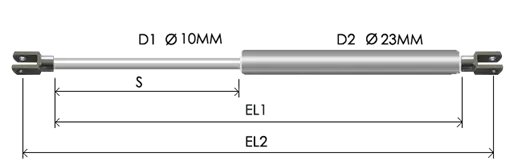 1023-STSL part # 625N, Clevis end C8N: assembled spring drawing