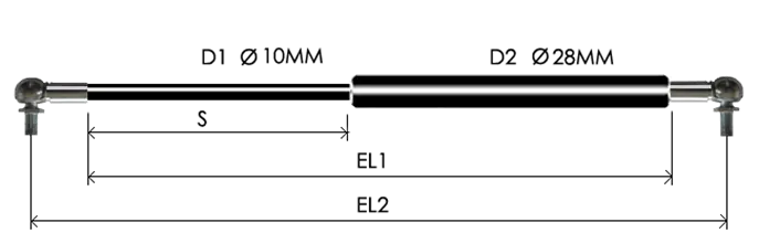 1028-OIL part # 638OD_(C/E/B), Angle ball joint ends A8: assembled spring drawing