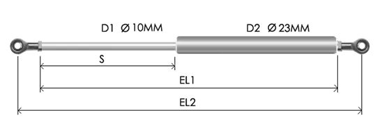 1023-STSL part # 667N, Rod end bearings RB8N: assembled spring drawing