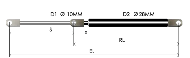 1028-GTD part # 677.1, Eye ends E8 — assembled spring drawing