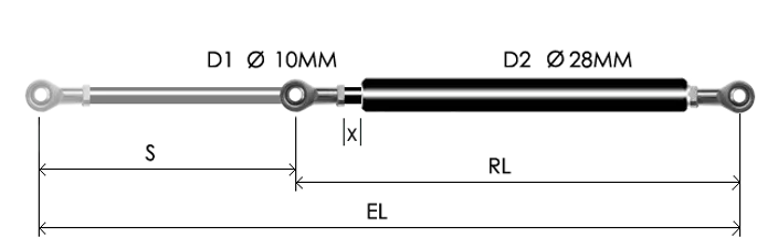 1028-GTD part # 677.12, Rod end bearing RB8 — assembled spring drawing