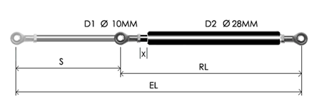1028-GTD part # 678.12, Rod end bearing RB10 — assembled spring drawing
