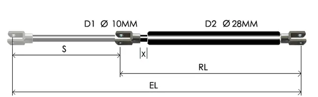1028-GTD part # 678.2, Clevis ends C10 — assembled spring drawing