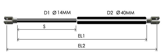 1440-GS part # 829, Clevis Ends C14 — assembled spring drawing