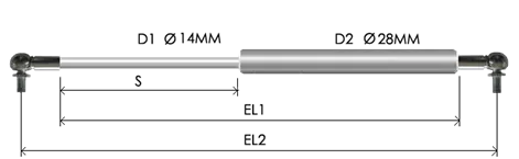 1428-STSL part # 836N, Angle ball joint ends A10N: assembled spring drawing
