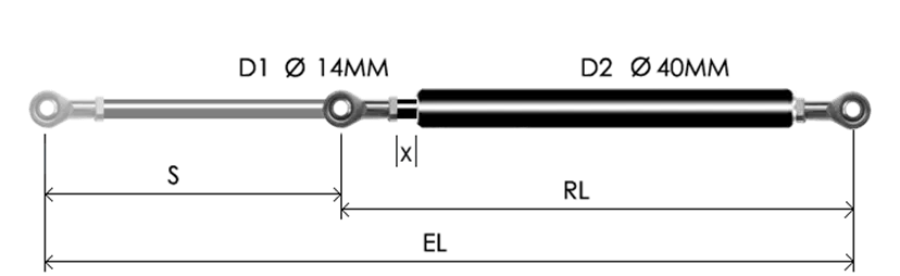 1440-GT part # 876.12, Rod end bearing RB14: assembled spring drawing