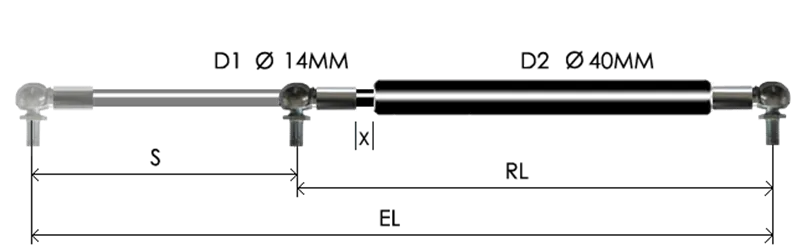 1440-GT part # 876.3, Angle ball joint ends A14: assembled spring drawing