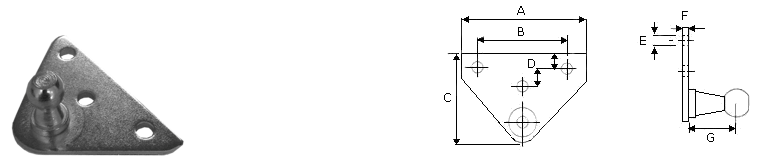 Metal mounting brackets, steel zinc plated. Ball Ø10MM part 1